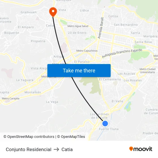 Conjunto Residencial to Catia map