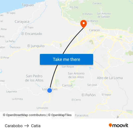 Carabobo to Catia map