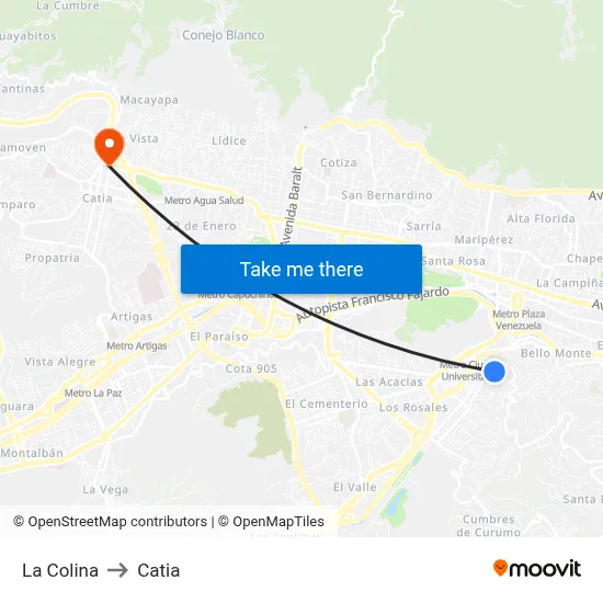 La Colina to Catia map