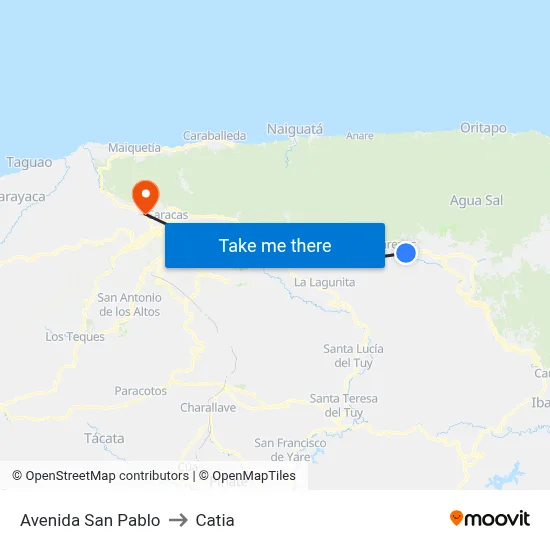 Avenida San Pablo to Catia map