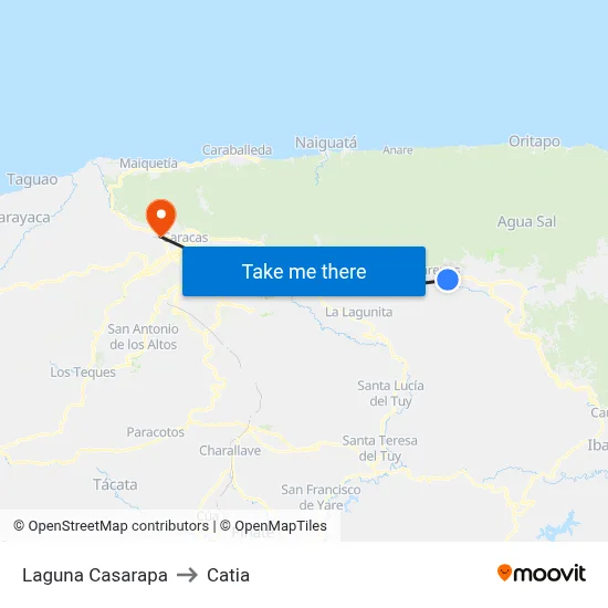 Laguna Casarapa to Catia map