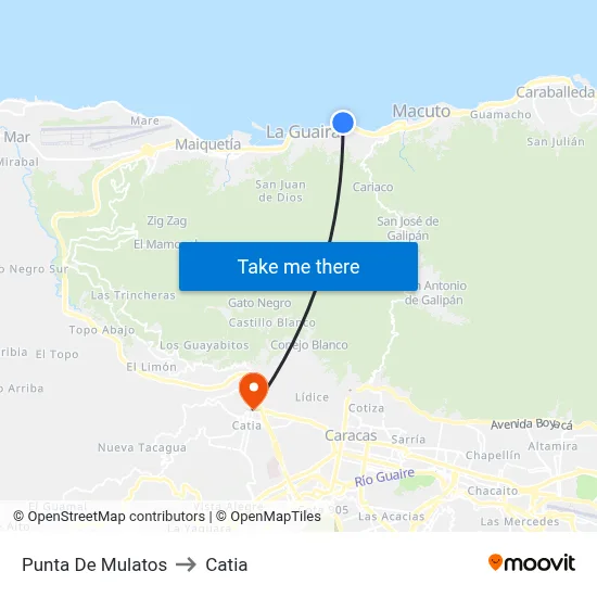Punta De Mulatos to Catia map