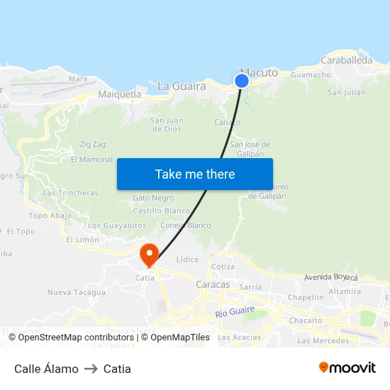 Calle Álamo to Catia map