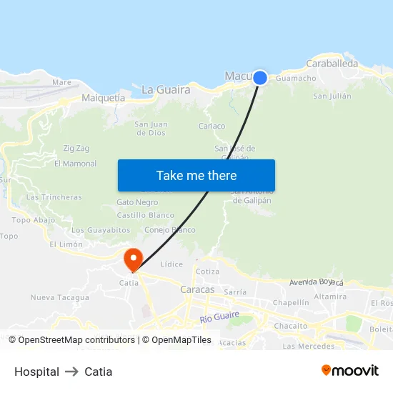 Hospital to Catia map