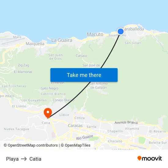 Playa to Catia map