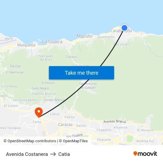 Avenida Costanera to Catia map