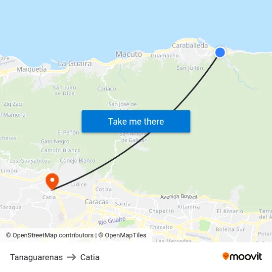 Tanaguarenas to Catia map