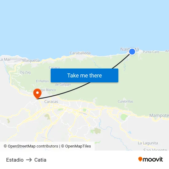 Estadio to Catia map