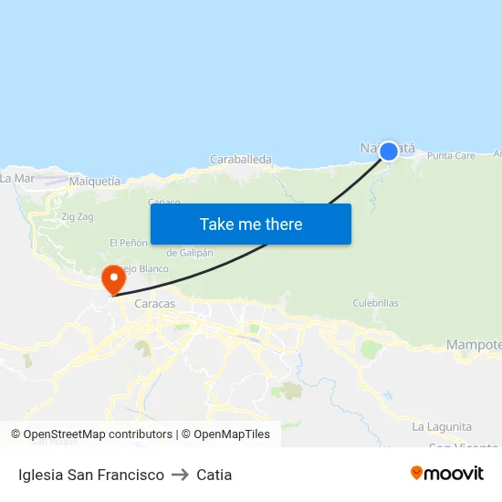 Iglesia San Francisco to Catia map