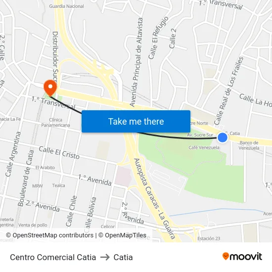 Centro Comercial Catia to Catia map