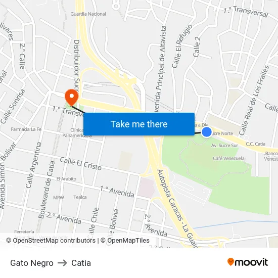 Gato Negro to Catia map