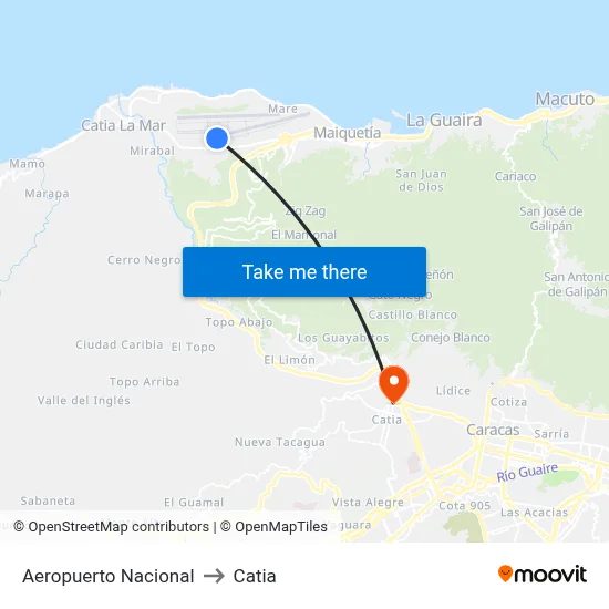 Aeropuerto Nacional to Catia map