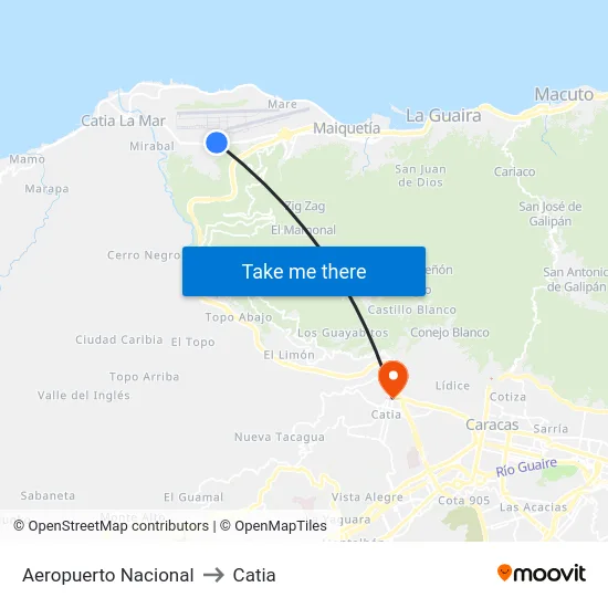 Aeropuerto Nacional to Catia map