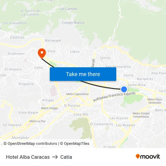 Hotel Alba Caracas to Catia map