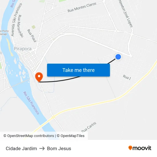 Cidade Jardim to Bom Jesus map