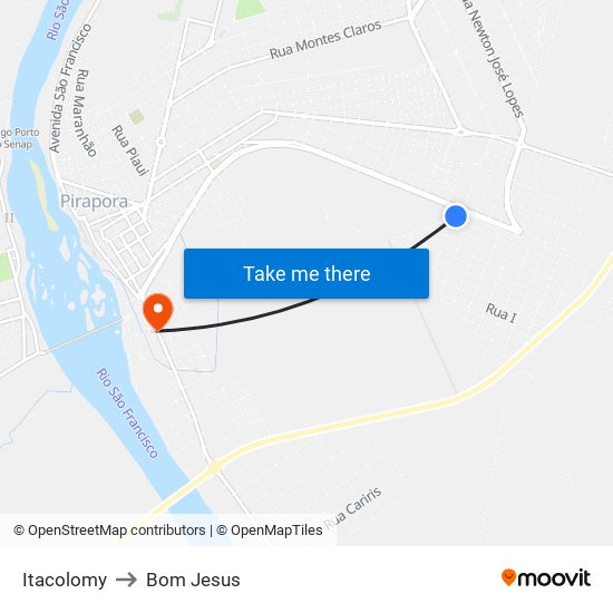 Itacolomy to Bom Jesus map