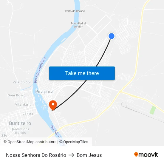 Nossa Senhora Do Rosário to Bom Jesus map
