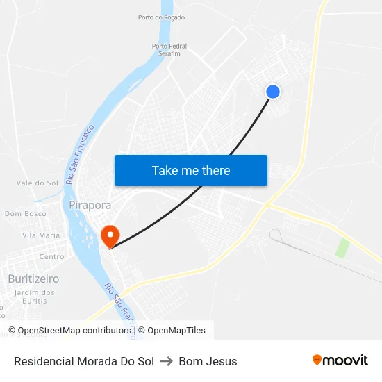 Residencial Morada Do Sol to Bom Jesus map