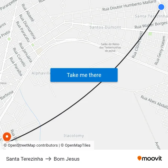 Santa Terezinha to Bom Jesus map
