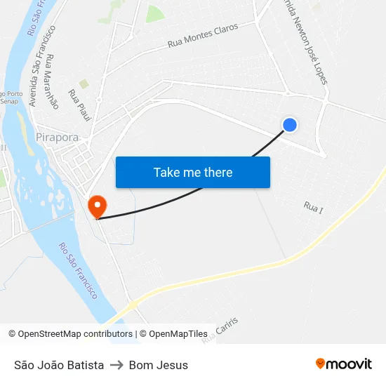 São João Batista to Bom Jesus map