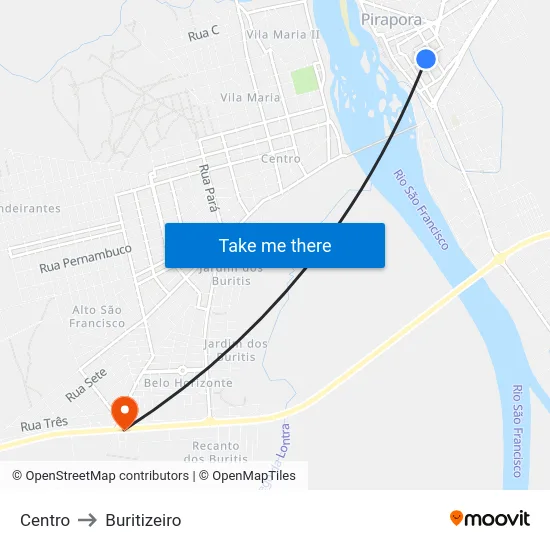 Centro to Buritizeiro map