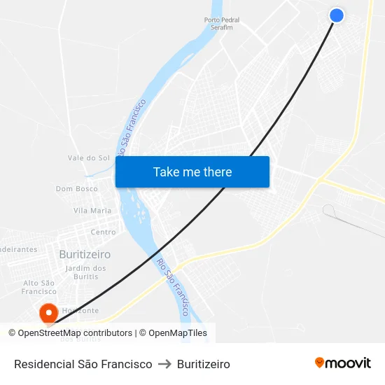 Residencial São Francisco to Buritizeiro map
