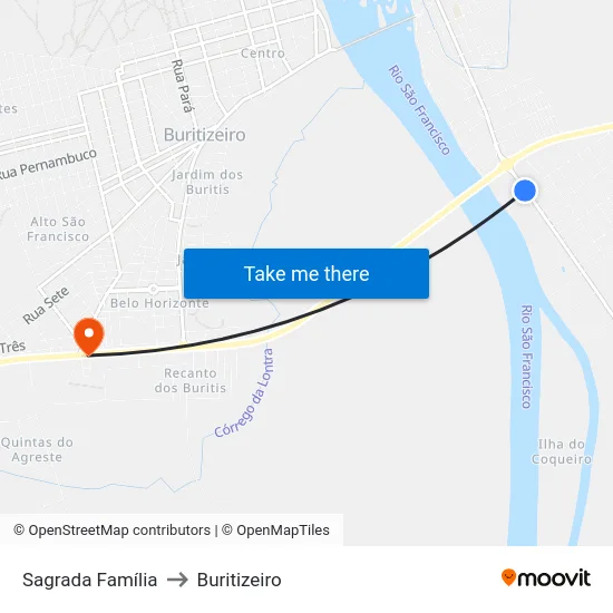 Sagrada Família to Buritizeiro map