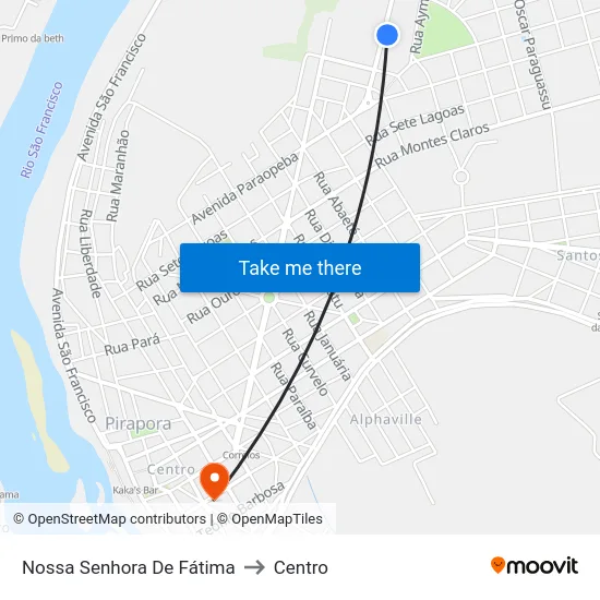 Nossa Senhora De Fátima to Centro map
