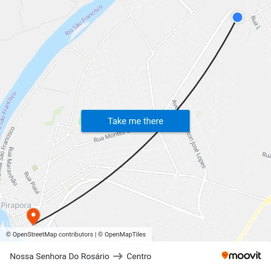 Nossa Senhora Do Rosário to Centro map