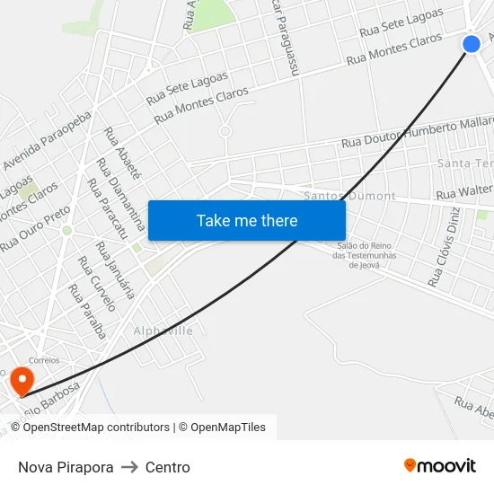 Nova Pirapora to Centro map