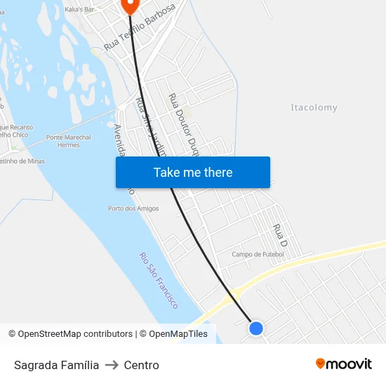 Sagrada Família to Centro map