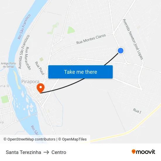 Santa Terezinha to Centro map