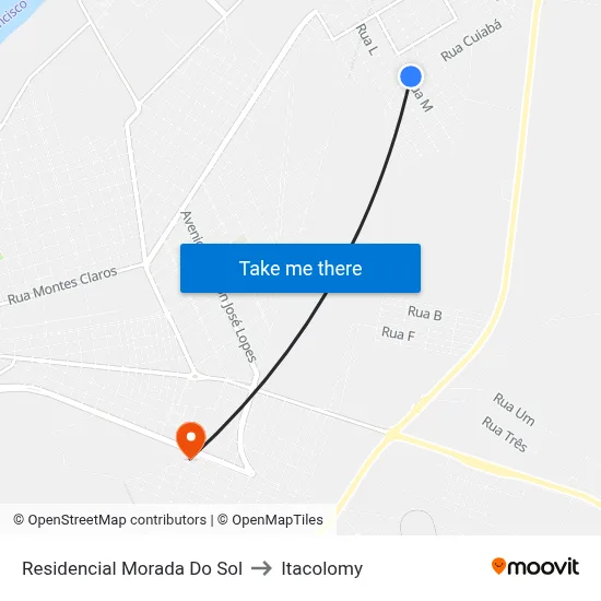 Residencial Morada Do Sol to Itacolomy map