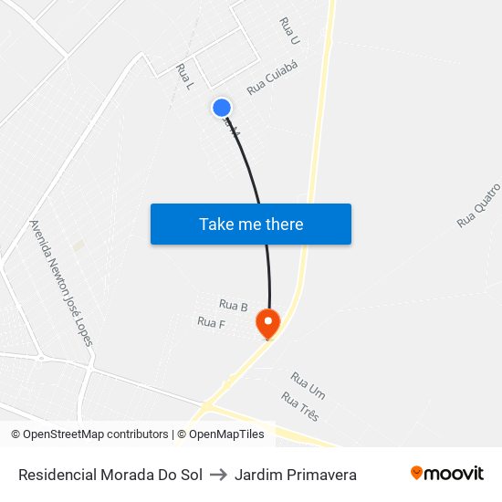 Residencial Morada Do Sol to Jardim Primavera map