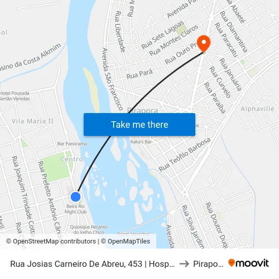 Rua Josias Carneiro De Abreu, 453 | Hospital to Pirapora map