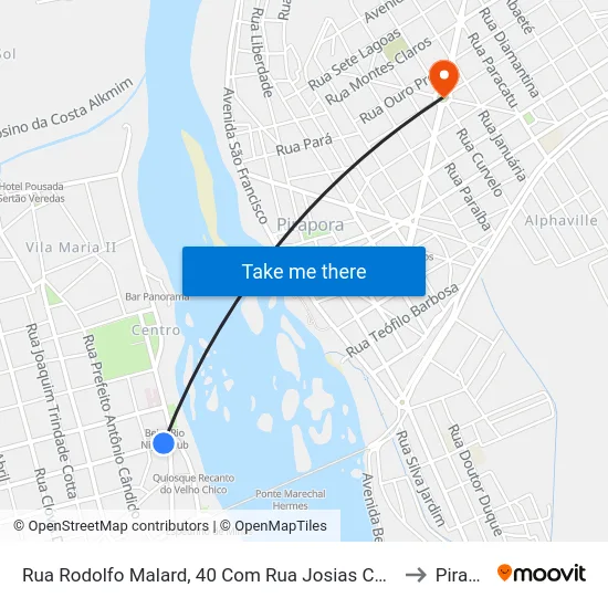 Rua Rodolfo Malard, 40 Com Rua Josias Carneiro De Abreu to Pirapora map