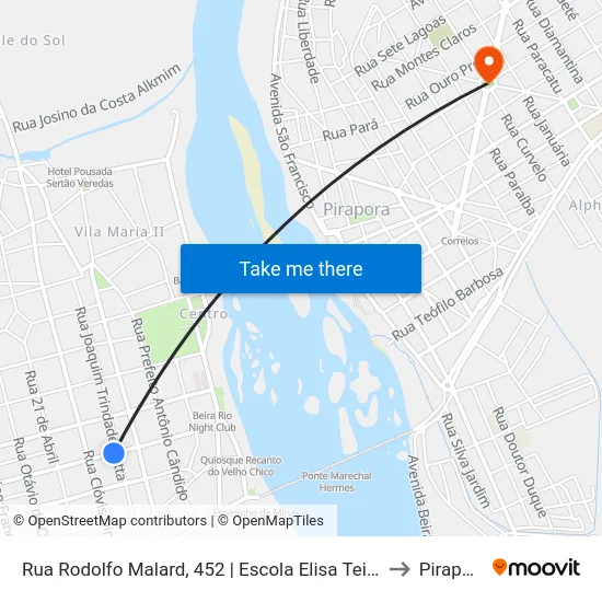Rua Rodolfo Malard, 452 | Escola Elisa Teixeira to Pirapora map