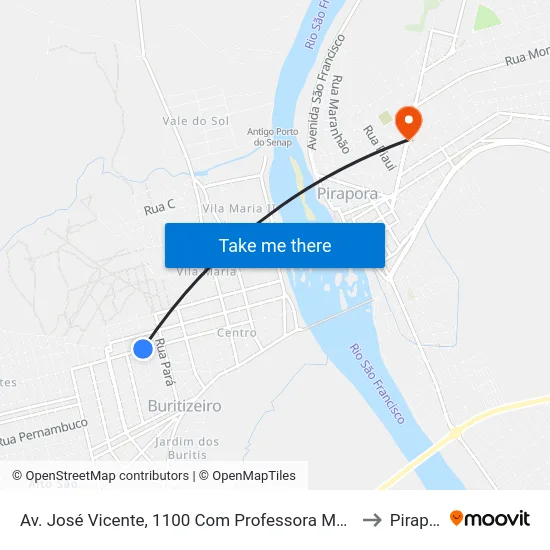 Av. José Vicente, 1100 Com Professora Maria Geralda to Pirapora map