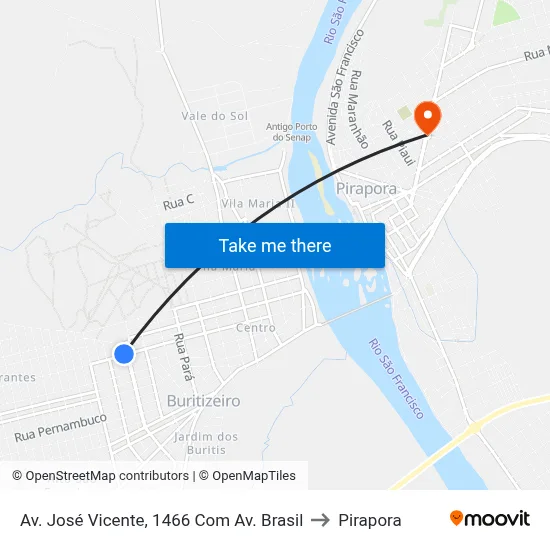 Av. José Vicente, 1466 Com Av. Brasil to Pirapora map