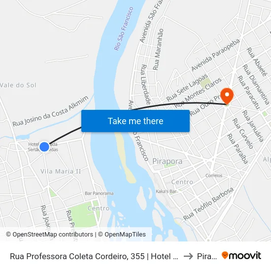Rua Professora Coleta Cordeiro, 355 | Hotel Pousada Sertão Veredas to Pirapora map