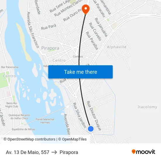 Av. 13 De Maio, 557 to Pirapora map