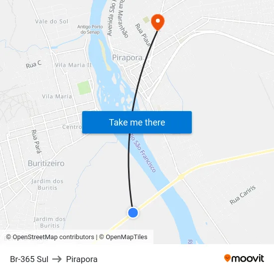 Br-365 Sul to Pirapora map