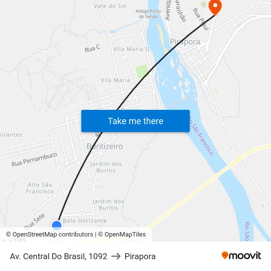 Av. Central Do Brasil, 1092 to Pirapora map
