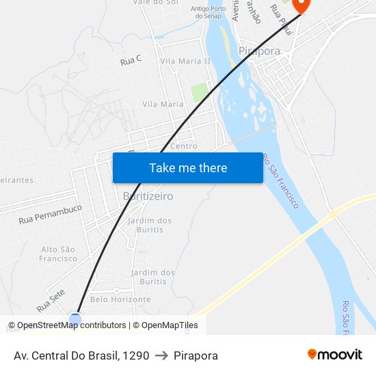 Av. Central Do Brasil, 1290 to Pirapora map