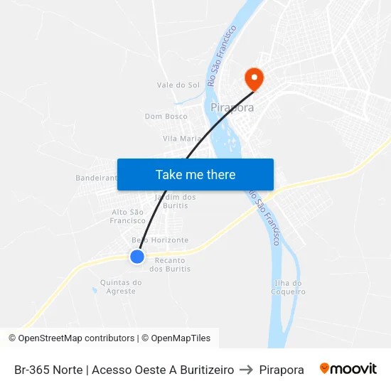 Br-365 Norte | Acesso Oeste A Buritizeiro to Pirapora map