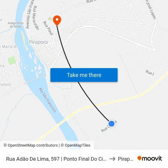 Rua Adão De Lima, 597 | Ponto Final Do Circular A to Pirapora map