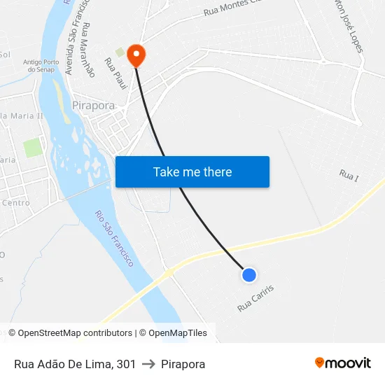 Rua Adão De Lima, 301 to Pirapora map