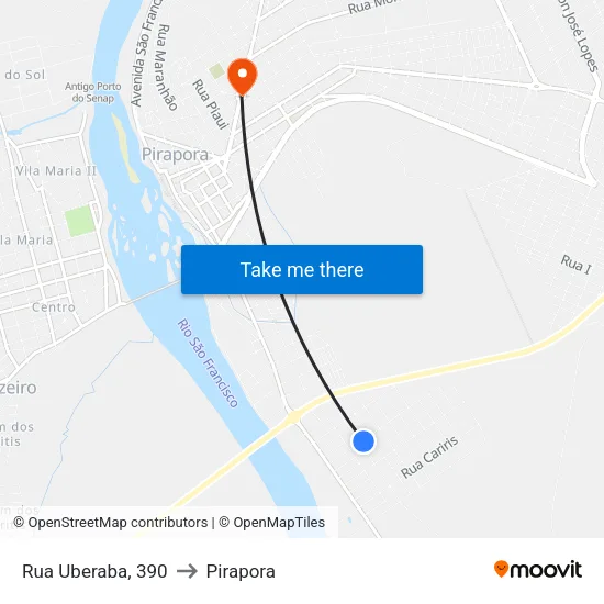 Rua Uberaba, 390 to Pirapora map