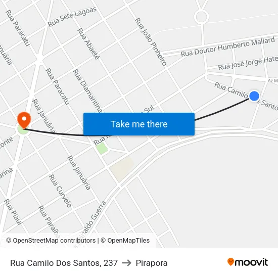 Rua Camilo Dos Santos, 237 to Pirapora map