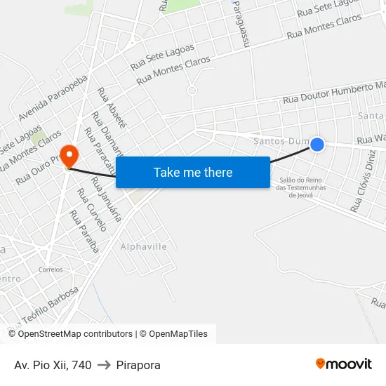 Av. Pio Xii, 740 to Pirapora map